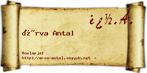 Árva Antal névjegykártya